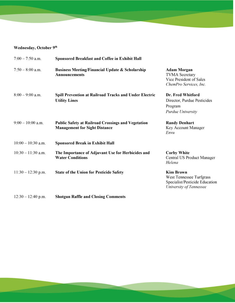 TVMA 2024 Annual Conference Agenda 1 Hour Speakers